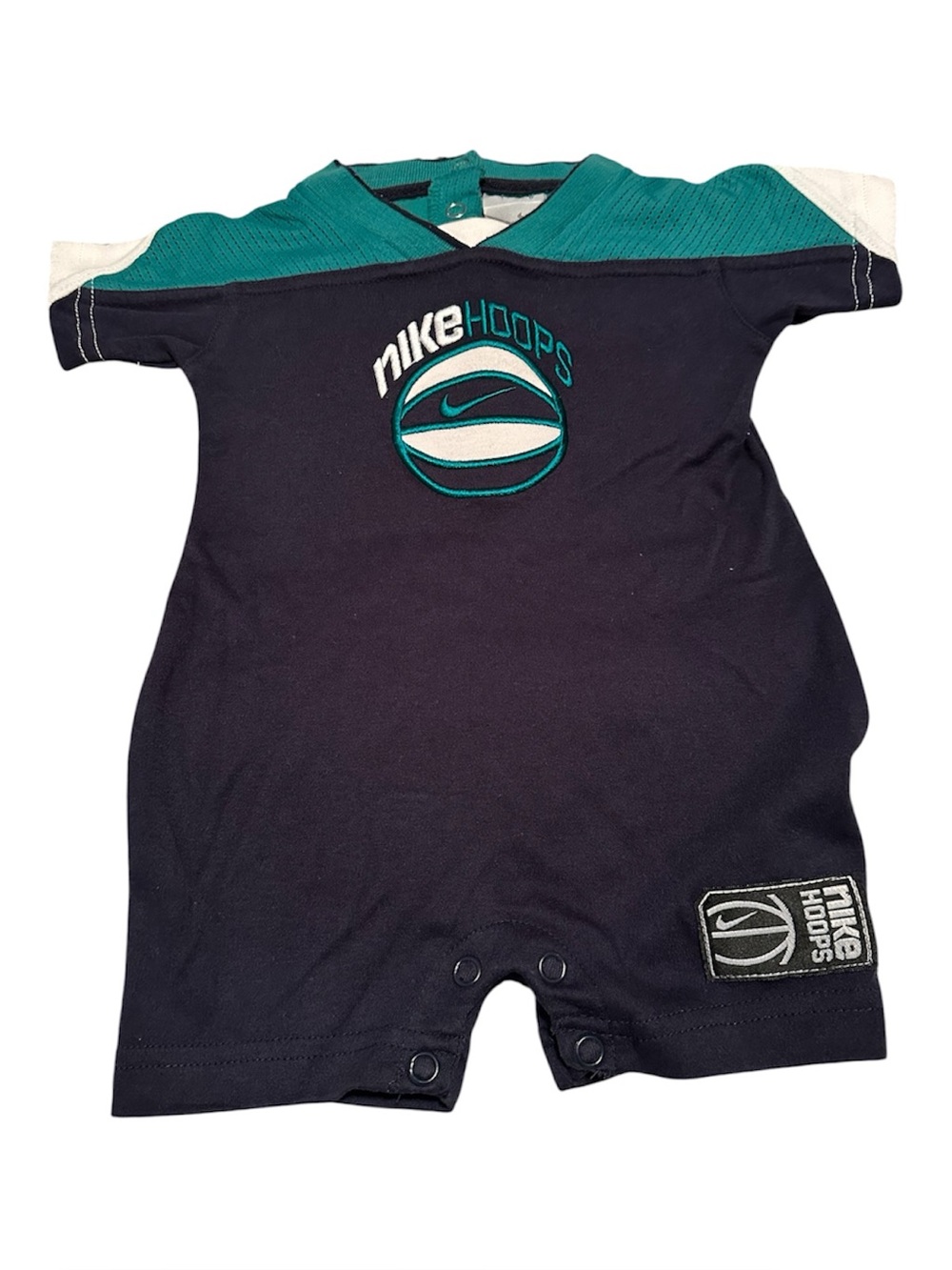 Nike Baby Black & Teal 'Nike Hoops' One-Piece Romper- Size 3-6M